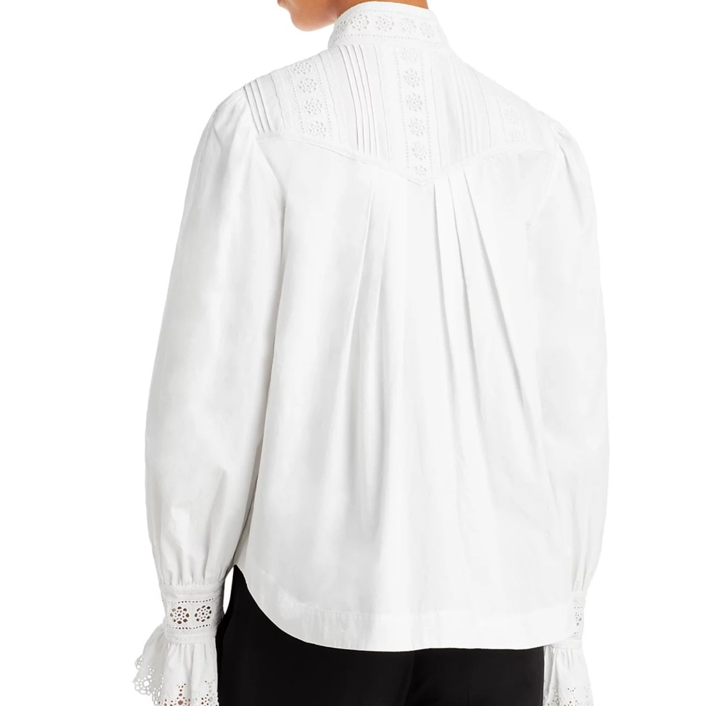 Rebecca Taylor Poplin Lace Trim Top - Picture 4 of 12
